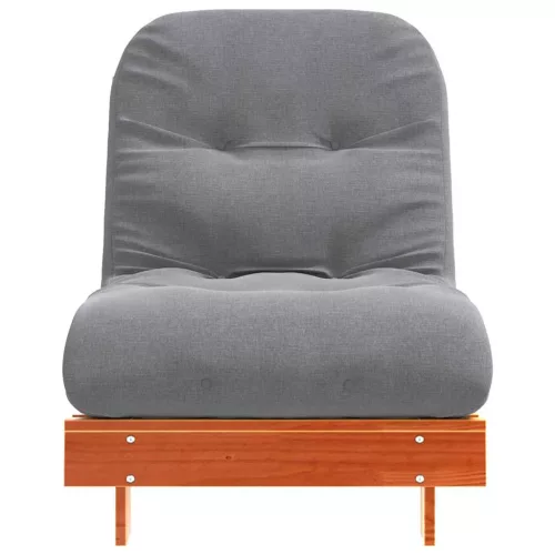 Viaszbarna tömör fenyőfa futon kanapéágy matraccal 70x206x11 cm
