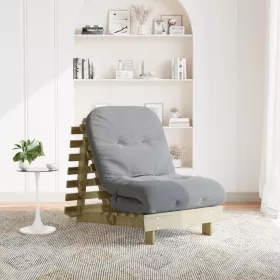   Tömör impregnált fenyőfa futon kanapéágy matraccal 70x206x11 cm