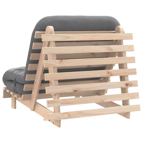 Tömör fenyőfa futon kanapéágy matraccal 80 x 206 x 11 cm