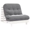Fehér tömör fenyőfa futon kanapéágy matraccal 80 x 206 x 11 cm