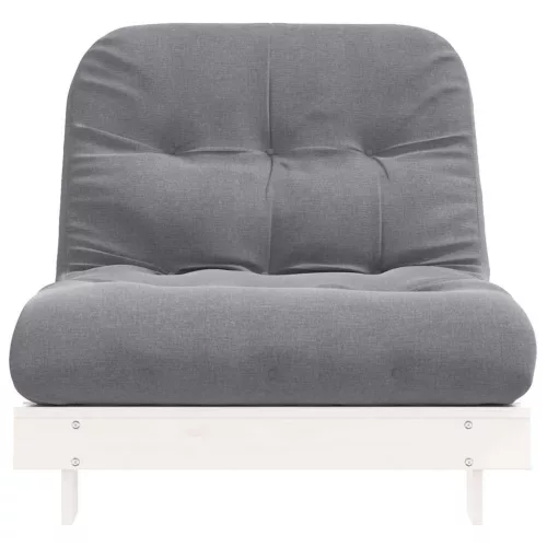 Fehér tömör fenyőfa futon kanapéágy matraccal 80 x 206 x 11 cm