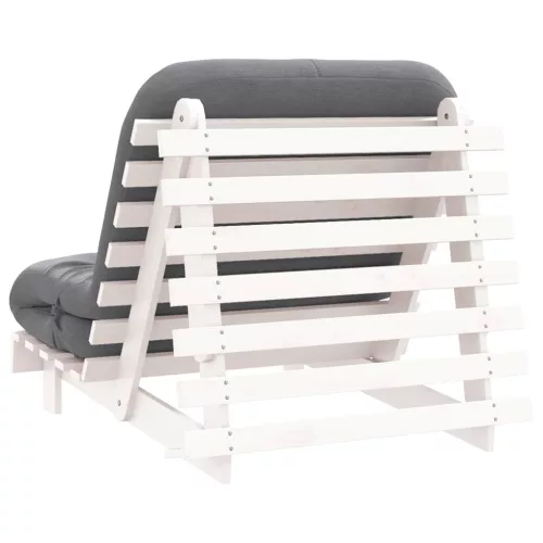 Fehér tömör fenyőfa futon kanapéágy matraccal 80 x 206 x 11 cm