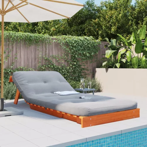 Viaszbarna tömör fenyőfa futon kanapéágy matraccal 80x206x11 cm