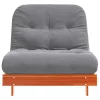 Viaszbarna tömör fenyőfa futon kanapéágy matraccal 80x206x11 cm