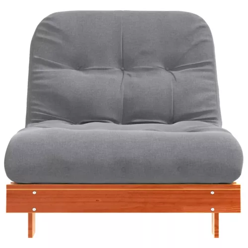 Viaszbarna tömör fenyőfa futon kanapéágy matraccal 80x206x11 cm
