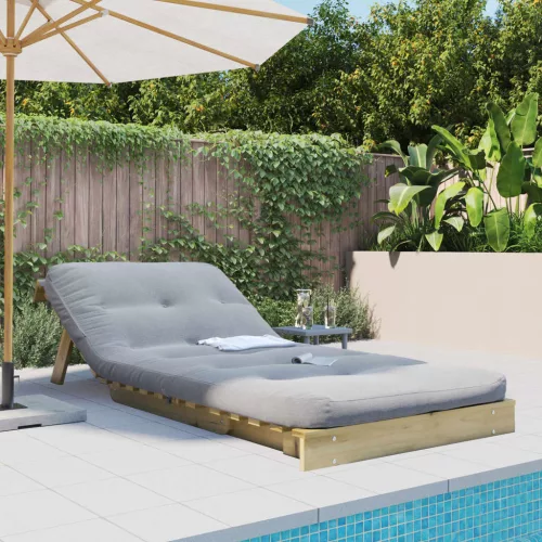 Tömör impregnált fenyőfa futon kanapéágy matraccal 80x206x11 cm