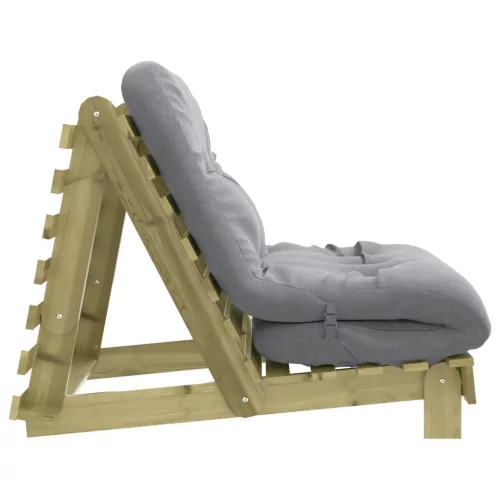 Tömör impregnált fenyőfa futon kanapéágy matraccal 80x206x11 cm