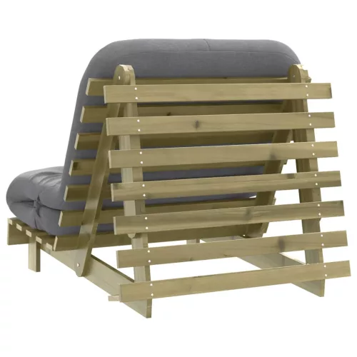 Tömör impregnált fenyőfa futon kanapéágy matraccal 80x206x11 cm