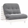 Fehér tömör fenyőfa futon kanapéágy matraccal 90 x 206 x 11 cm
