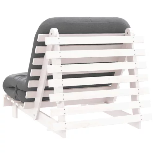 Fehér tömör fenyőfa futon kanapéágy matraccal 90 x 206 x 11 cm