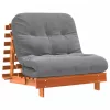 Viaszbarna tömör fenyőfa futon kanapéágy matraccal 90x206x11 cm