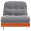 Viaszbarna tömör fenyőfa futon kanapéágy matraccal 90x206x11 cm