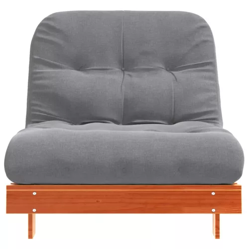 Viaszbarna tömör fenyőfa futon kanapéágy matraccal 90x206x11 cm