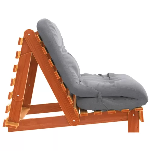 Viaszbarna tömör fenyőfa futon kanapéágy matraccal 90x206x11 cm