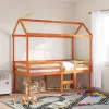 Viaszbarna tömör fenyőfa gyerekágytető 217 x 95,5 x 159 cm