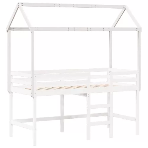 Fehér tömör fenyőfa gyerekágytető 207 x 80,5 x 151,5 cm