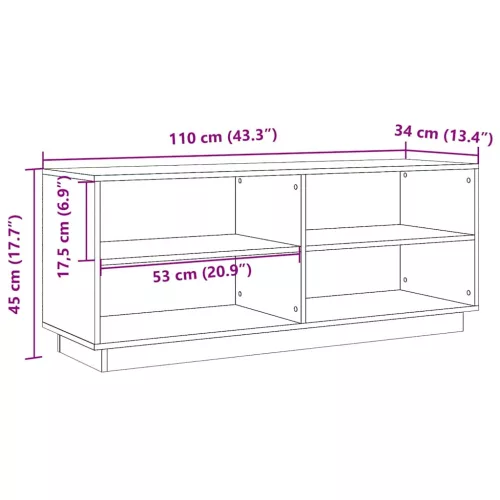 Viaszbarna tömör fenyőfa cipőszekrény 110 x 34 x 45 cm