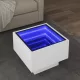 Fehér szerelt fa kisasztal LED-del 40 x 40 x 30 cm