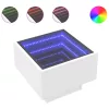 Fehér szerelt fa kisasztal LED-del 40 x 40 x 30 cm