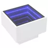 Fehér szerelt fa kisasztal LED-del 40 x 40 x 30 cm