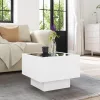 Fehér szerelt fa kisasztal LED-del 40 x 40 x 30 cm