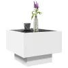 Fehér szerelt fa kisasztal LED-del 40 x 40 x 30 cm