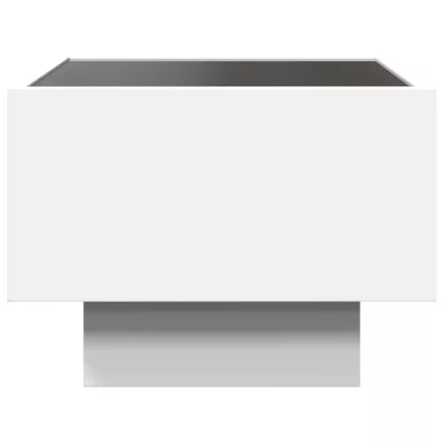 Fehér szerelt fa kisasztal LED-del 40 x 40 x 30 cm
