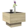Sonoma tölgy színű szerelt fa kisasztal LED-del 40 x 40 x 30 cm