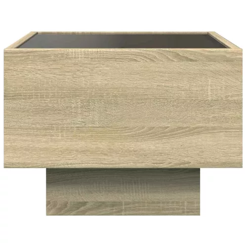 Sonoma tölgy színű szerelt fa kisasztal LED-del 40 x 40 x 30 cm