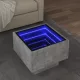 Betonszürke szerelt fa kisasztal LED-del 40 x 40 x 30 cm