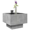 Betonszürke szerelt fa kisasztal LED-del 40 x 40 x 30 cm
