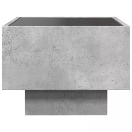 Betonszürke szerelt fa kisasztal LED-del 40 x 40 x 30 cm