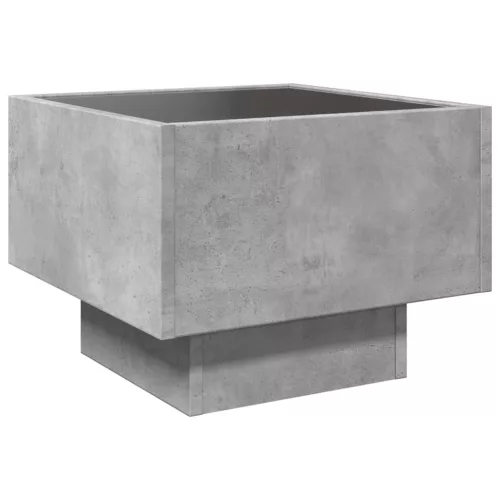 Betonszürke szerelt fa kisasztal LED-del 40 x 40 x 30 cm