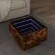 Füstös tölgy színű szerelt fa kisasztal LED-del 40 x 40 x 30 cm