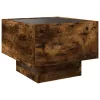 Füstös tölgy színű szerelt fa kisasztal LED-del 40 x 40 x 30 cm