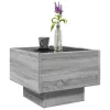 Szürke sonoma színű szerelt fa kisasztal LED-del 40x40x30 cm