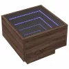 Barna tölgy színű szerelt fa kisasztal LED-del 40 x 40 x 30 cm