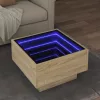 Sonoma tölgy szerelt fa dohányzóasztal LED-del 50 x 50 x 30 cm