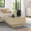 Sonoma tölgy szerelt fa dohányzóasztal LED-del 50 x 50 x 30 cm