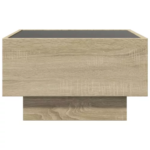 Sonoma tölgy szerelt fa dohányzóasztal LED-del 50 x 50 x 30 cm