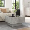 Betonszürke szerelt fa dohányzóasztal LED-del 50 x 50 x 30 cm