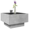 Betonszürke szerelt fa dohányzóasztal LED-del 50 x 50 x 30 cm