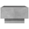 Betonszürke szerelt fa dohányzóasztal LED-del 50 x 50 x 30 cm