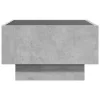 Betonszürke szerelt fa dohányzóasztal LED-del 50 x 50 x 30 cm