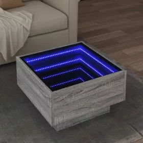   Szürke sonoma szerelt fa dohányzóasztal LED-del 50 x 50 x 30 cm