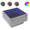 Szürke sonoma szerelt fa dohányzóasztal LED-del 50 x 50 x 30 cm