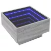 Szürke sonoma szerelt fa dohányzóasztal LED-del 50 x 50 x 30 cm