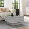 Szürke sonoma szerelt fa dohányzóasztal LED-del 50 x 50 x 30 cm