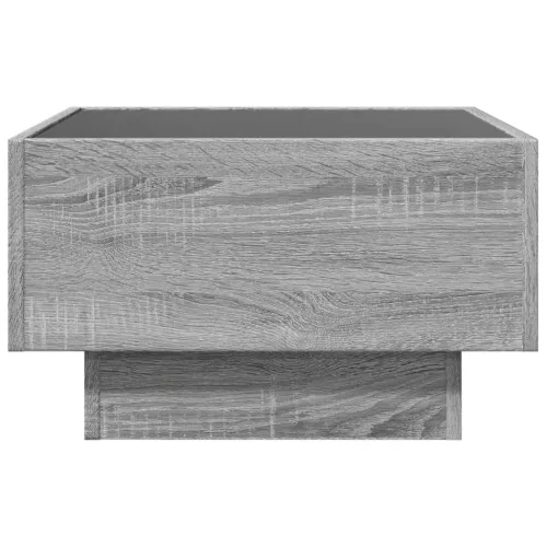 Szürke sonoma szerelt fa dohányzóasztal LED-del 50 x 50 x 30 cm
