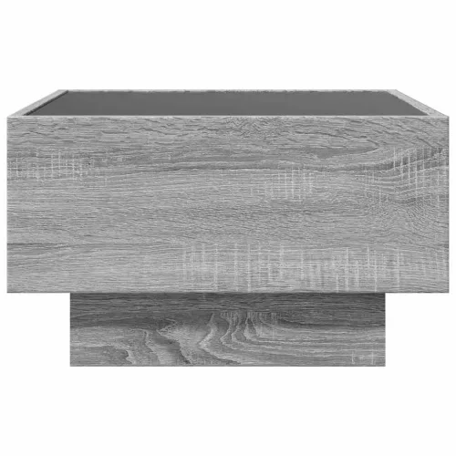 Szürke sonoma szerelt fa dohányzóasztal LED-del 50 x 50 x 30 cm